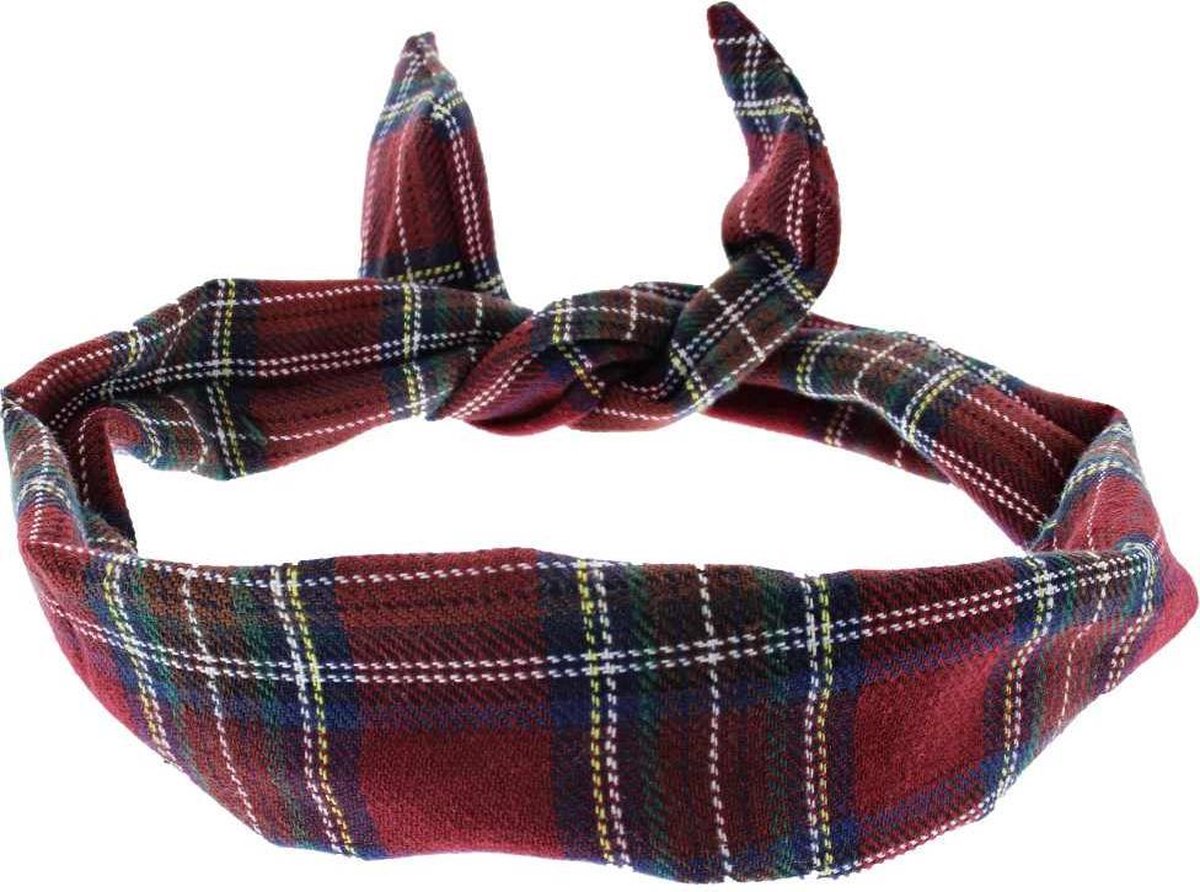 Zacs Alter Ego Ijzerdraad haarband Tartan Bordeaux rood
